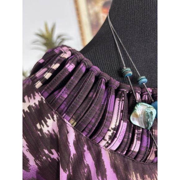 Multiples Women Top PXL 3/4 Sleeve Pullover Boho Tropical Vacation Resort Y2K - Picture 3 of 9